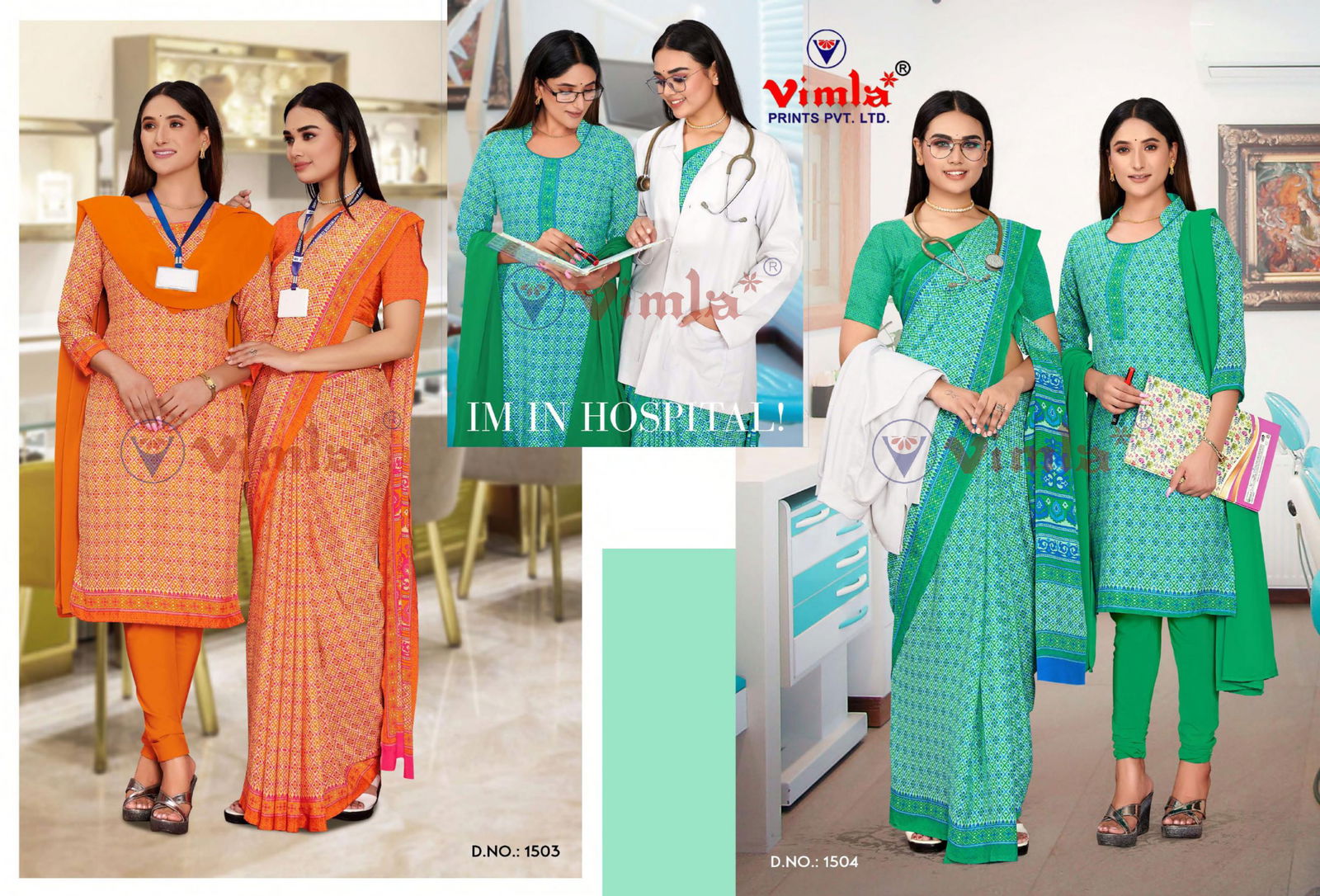 Angoori Crape Vol 5 Printed Uniform Dress With Saree Combo Catalog